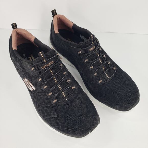 Skechers Womens Summits Sz 11 Shoes Black Leopard Print Walking Running Slip On - Picture 3 of 16